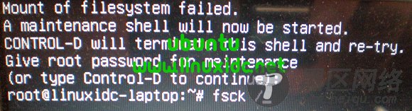 Ghost XP后Ubuntu开机出现CMount of filesystem failed