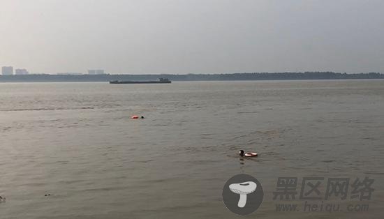 武汉市青山区长江南岸，有市民在江边游泳。澎湃新闻记者 刁凡超 摄