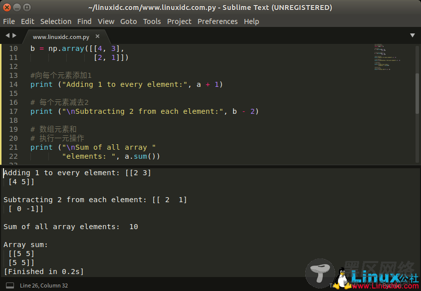 Python Numpy 数组的基本操作示例