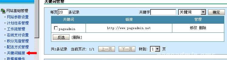 PageAdmin CMS关键词链接的操作方式