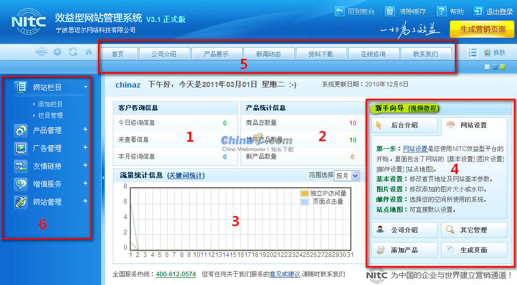 体验NITC免费效益型企业网站