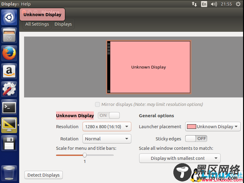 Ubuntu 16.04 LTS设置屏幕分辨率显示Unknown display 解决
