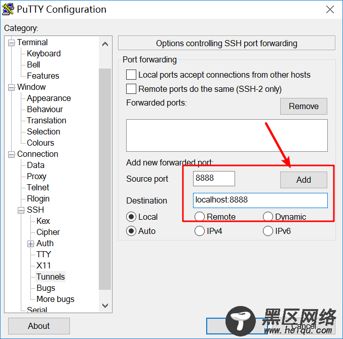 通过PuTTY进行端口映射并且启动Jupyter Notebook