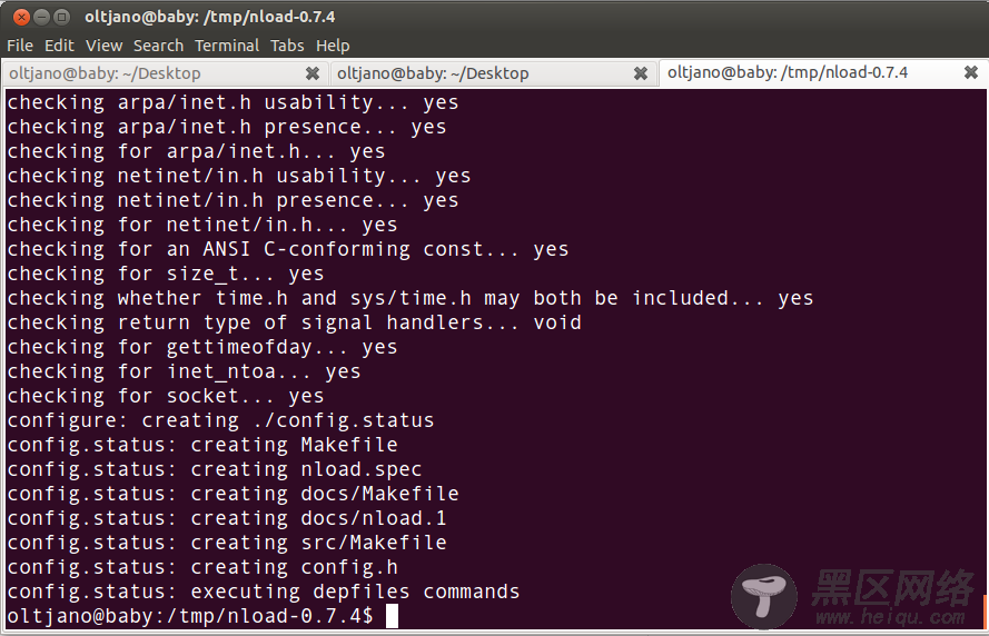 configuring packages for nload