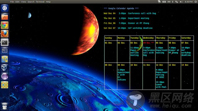 如何在Linux桌面墙纸上显示Google Calendar