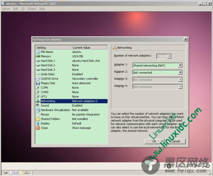 Virtual PC 2007 中安装Ubuntu 10.04的几个问题