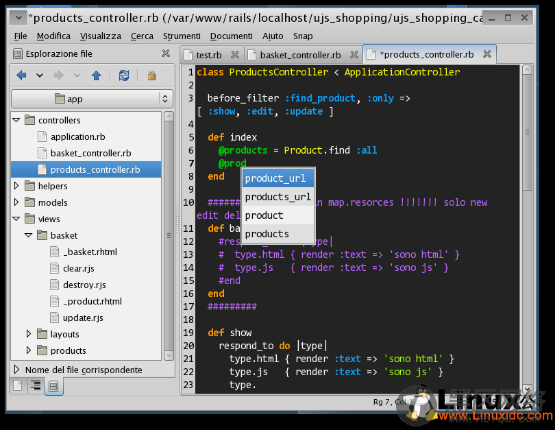 Linux Ubuntu 下ror开发ide gedit