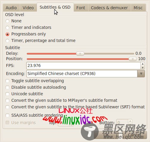 Ubuntu 10.04 Mplayer 中文字幕问题