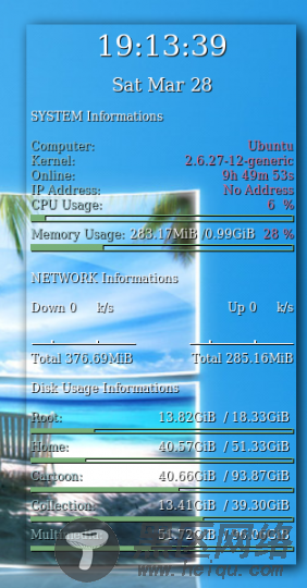 Ubuntu 侧边栏软件：conky 安装配置/图