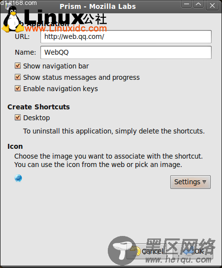 Ubuntu 9.10用Prism将webQQ桌面化