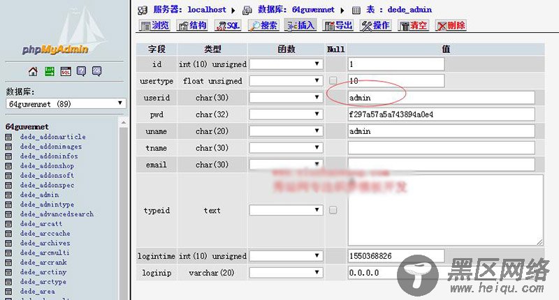 织梦修改管理员账号admin方法大全
