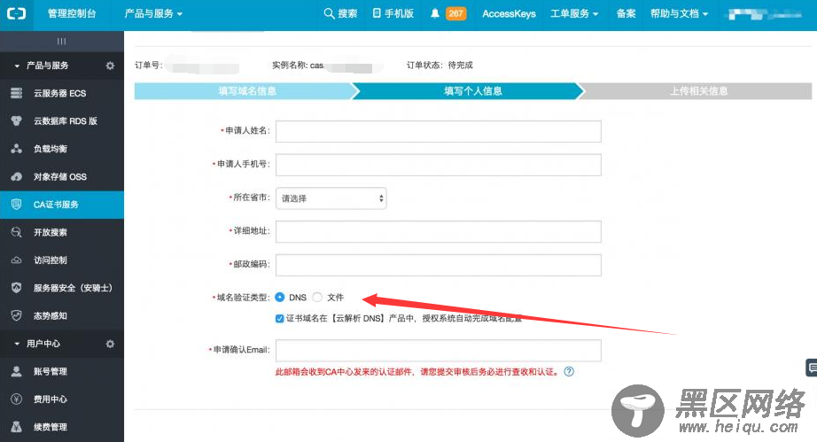 我的站是在阿里云购买并解析到阿里云服务器上，所以选择DNS