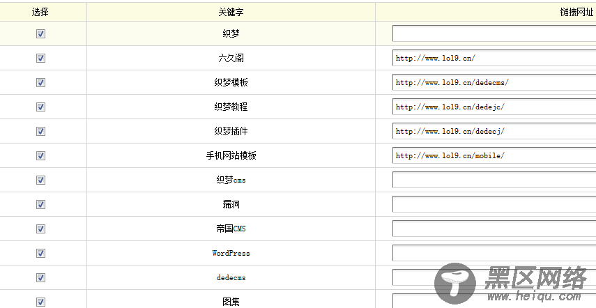 织梦dedecms如何批量导入关键词做内链优化