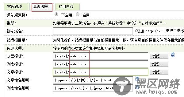 填写高级选项