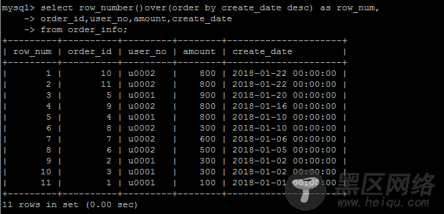 MySQL 8.0 新增SQL语法对窗口函数和CTE的支持
