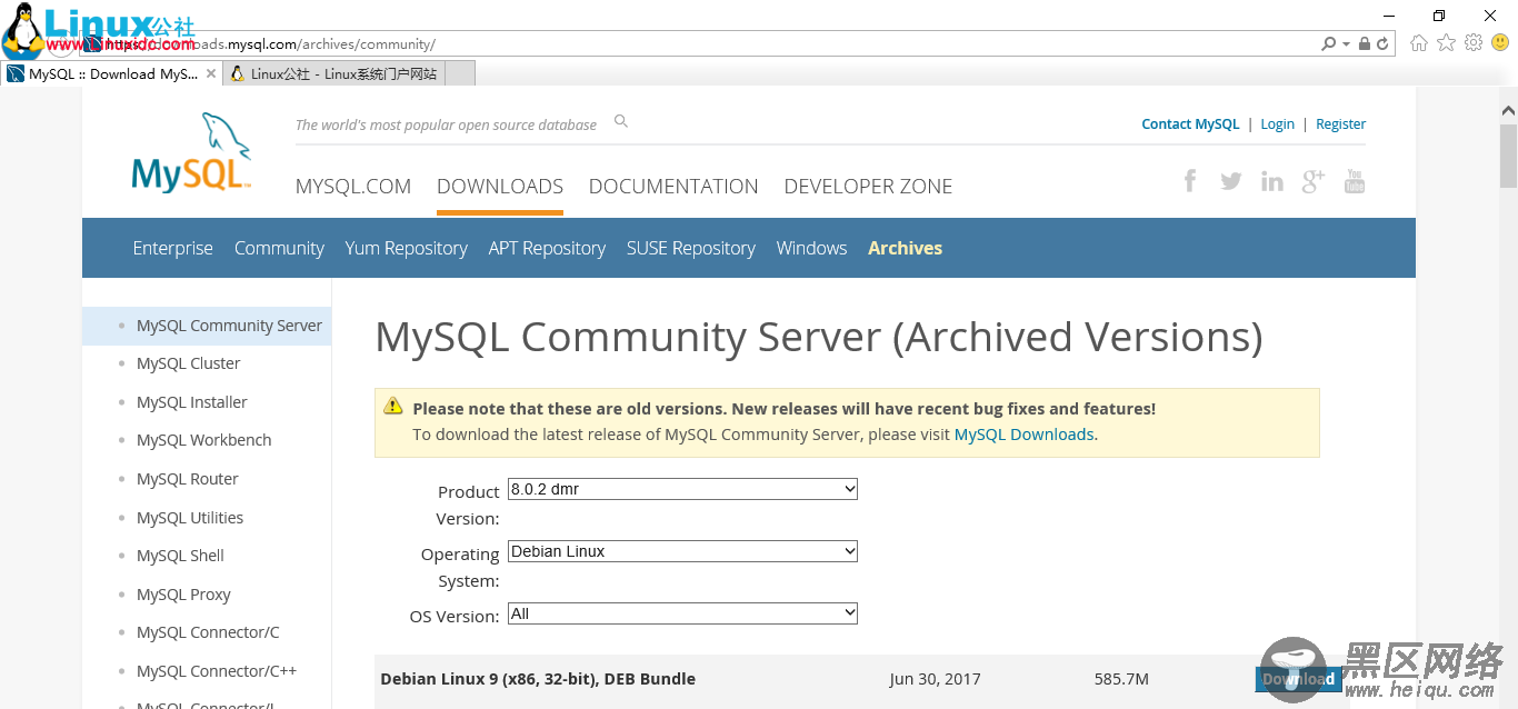 如何下载MySQL历史版本