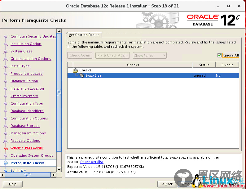 Oracle Linux 7.4 安装 Oracle 12C