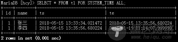 MariaDB10.3 系统版本表 有效防止数据丢失