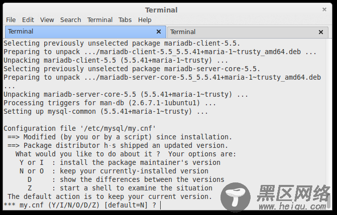 my.conf configuration prompt