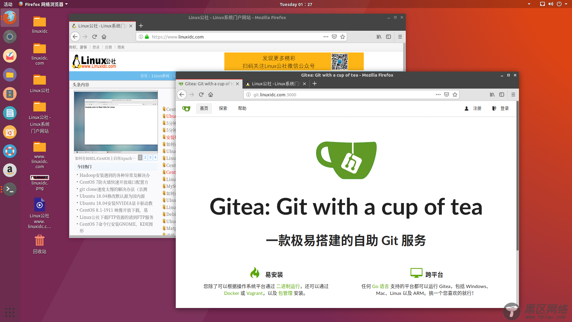 Ubuntu 18.04 上安装搭建私有 Git 服务器 Gitea