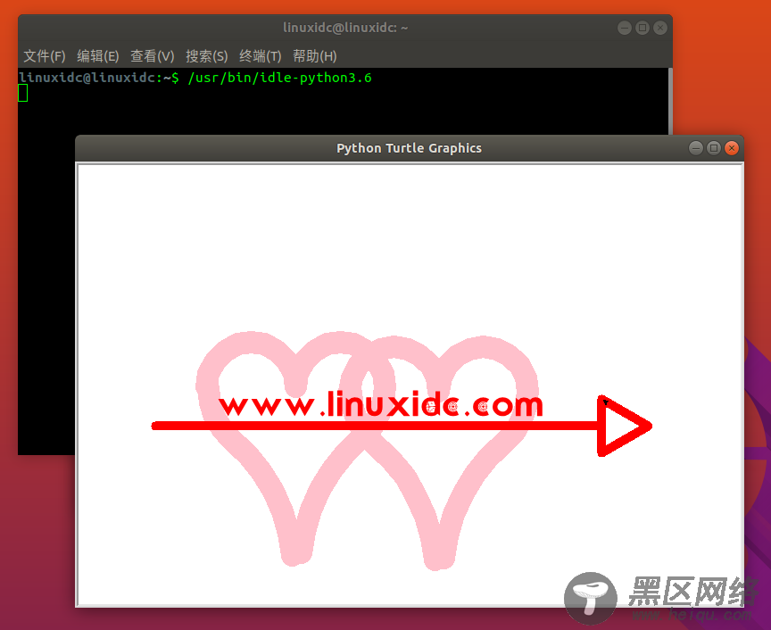 Python用turtle画爱心丘比特之剑