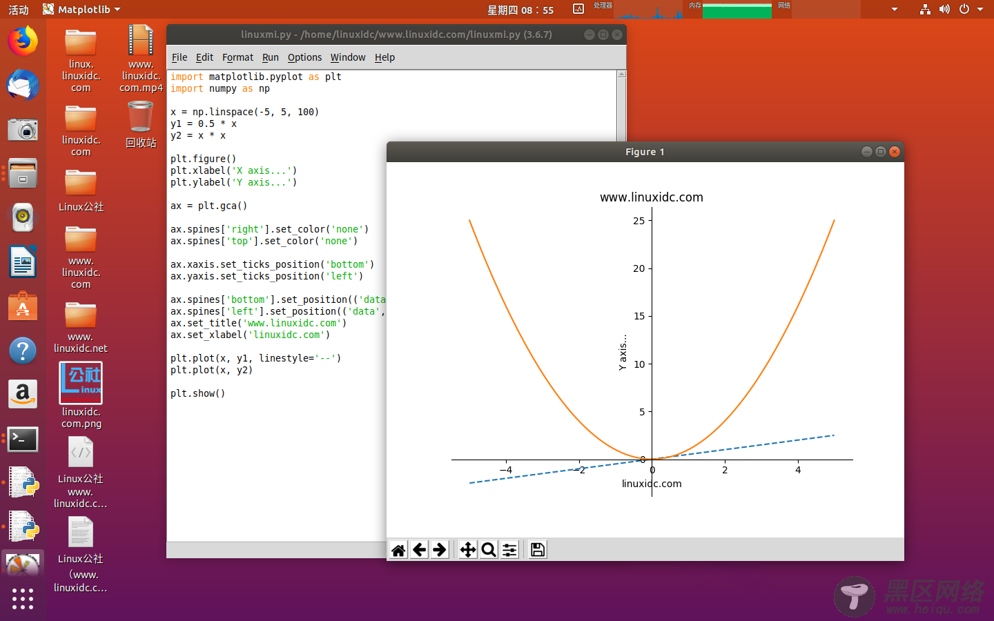 Python Matplotlib 改变坐标轴的默认位置