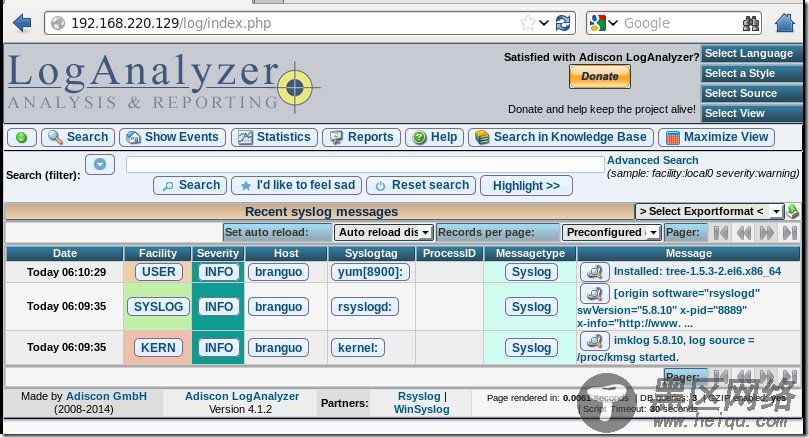 通过webGUI展示日志信息(LogAnalyzer)