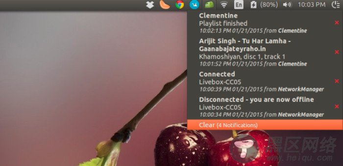 Recent notifications applet indicator