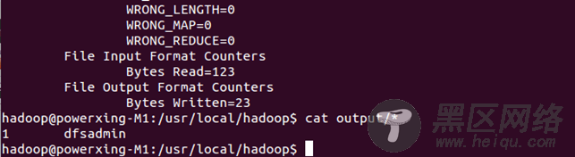 Hadoop单机WordCount输出结果
