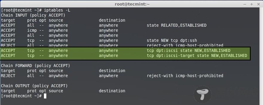 Add iSCSI Ports to Iptables