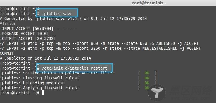 Restart iptables