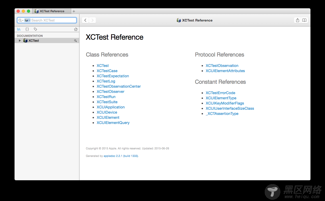 XCTest documentation in Dash