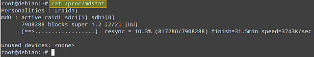 如何使用Linux程序mdadm创建软件RAID1软阵列