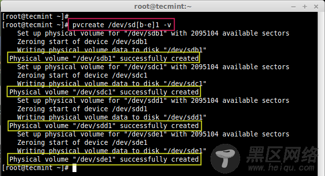 Create Physical Volumes in LVM