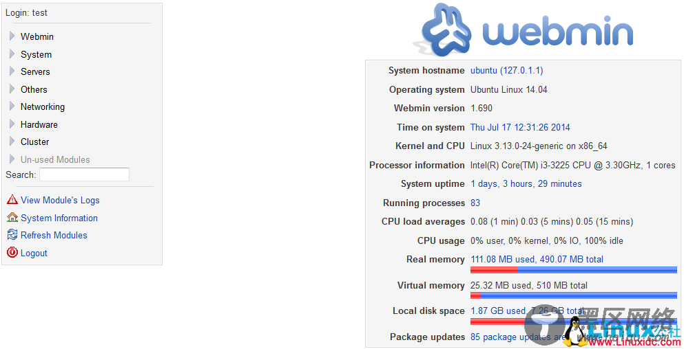 Linux 主机管理软件 Webmin 1.7 安装