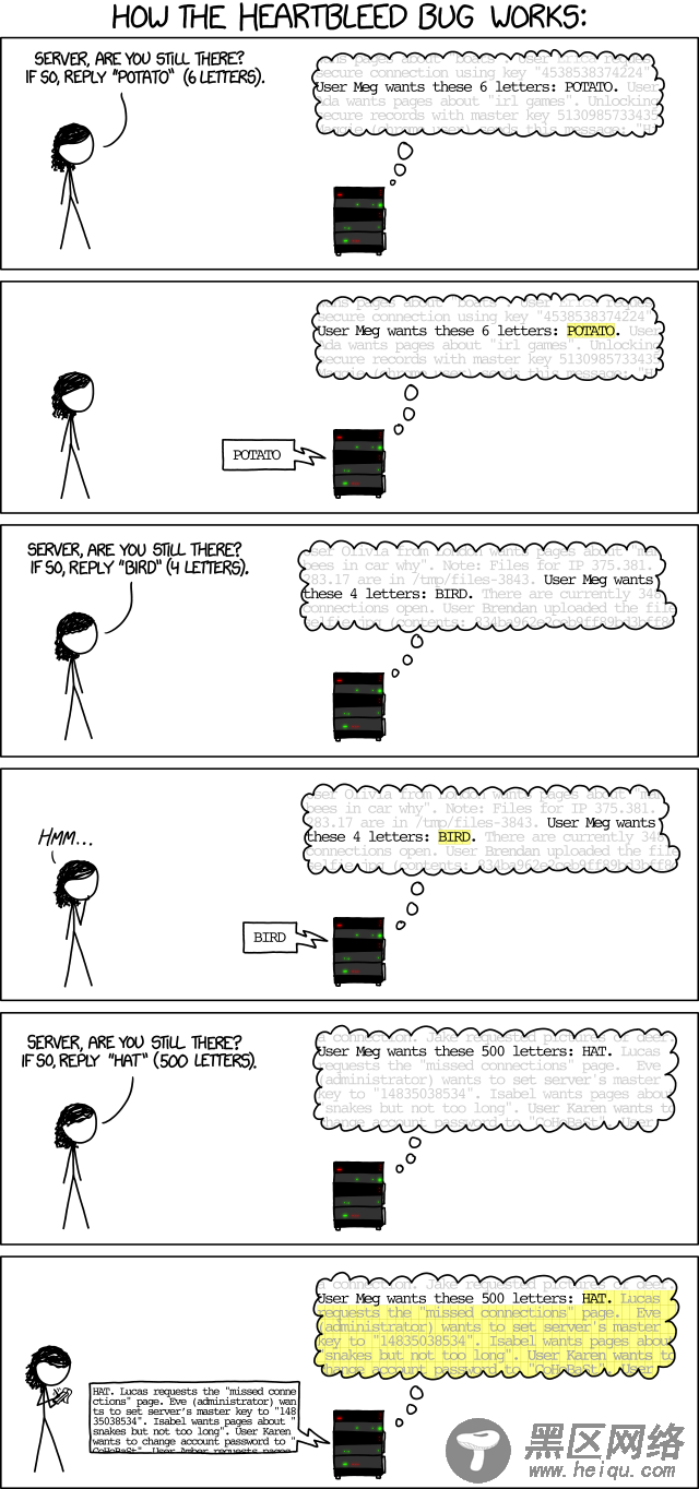 关于 HeartBleed 安全漏洞的 2 张漫画