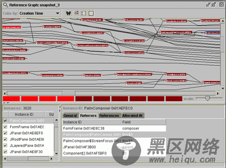 使用引用画面跟踪内存泄漏