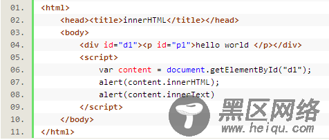详谈innerHTML innerText的使用和区别