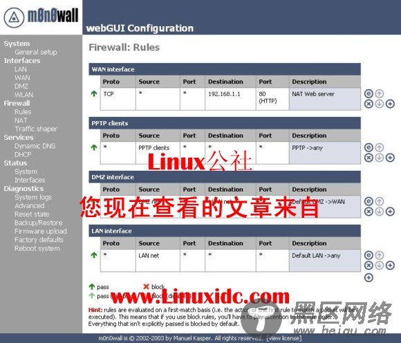 Linux/BSD防火墙M0n0wall简介