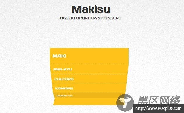 Makisu : jQuery CSS 3D Dropdown Menu concept