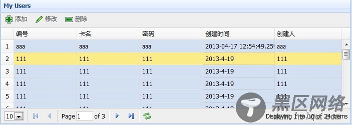 Jquery EasyUI的添加，修改，删除，查询等基本操作