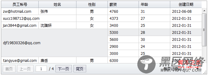 jquery miniui 教程 表格控件 合并单元格应用