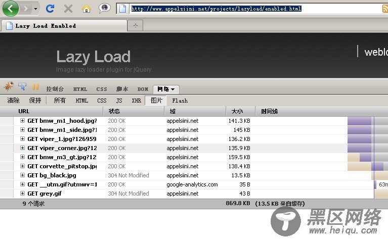 网络图片延迟加载实现代码 超越jquery控件