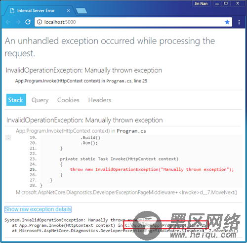 ASP.NET Core应用错误处理之DeveloperExceptionPageMiddle