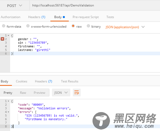 ASP.NET Core WebApi中使用FluentValidation验证数据模型的