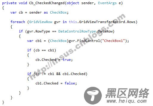 Asp.net 中使用GridView控件实现Checkbox单选