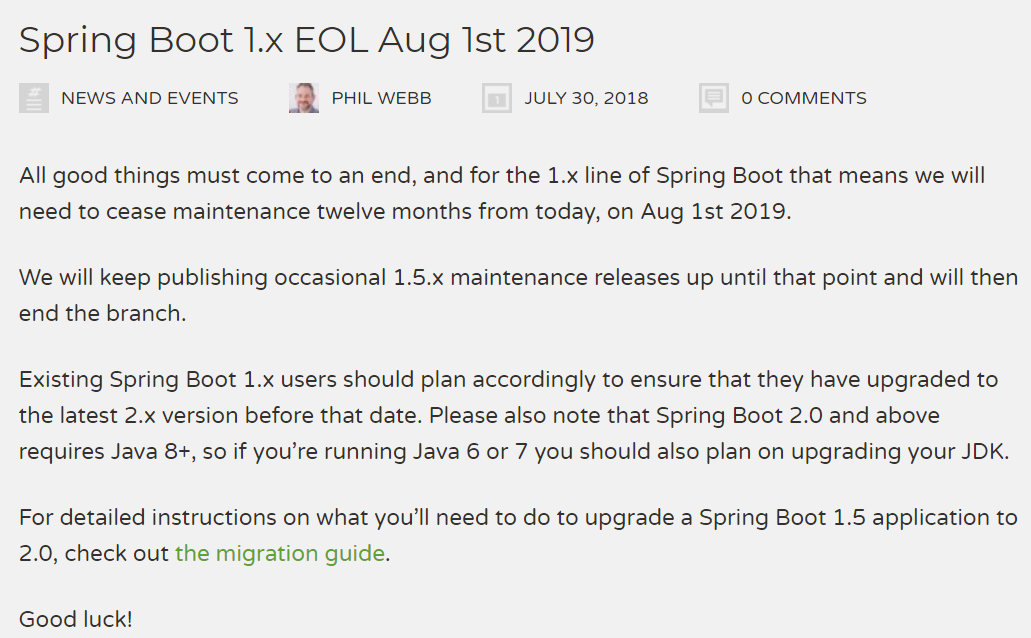 再见 Spring Boot 1.X ，Spring Boot 2.X 走向舞台中心 