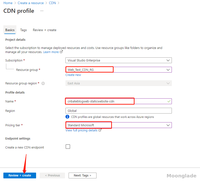 Azure CDN 为静态网站创建内容分发网络 