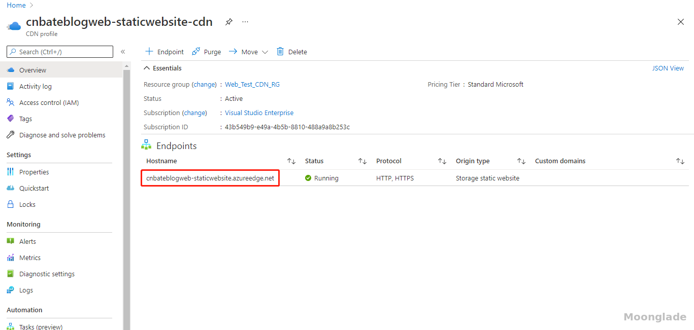 Azure CDN 为静态网站创建内容分发网络 