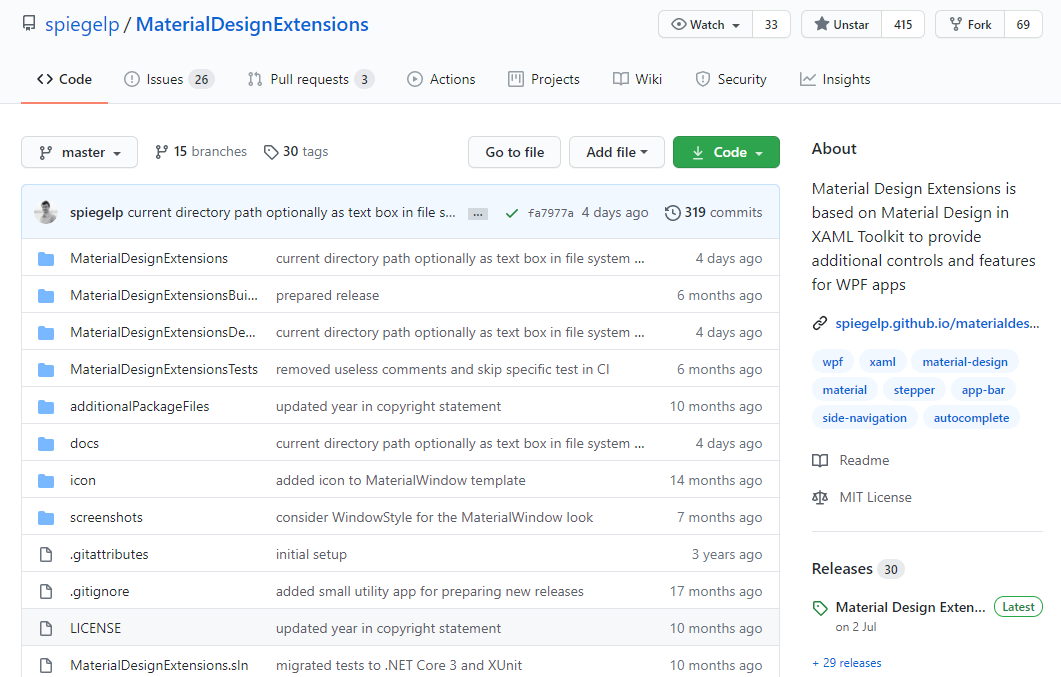 MaterialDesignExtensions仓库截图